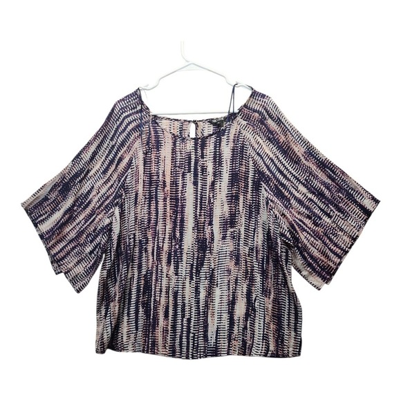 Nic + Zoe Blouse Boho Keyhole Blue Pink XL Womens Silk Blend Casual - Picture 6 of 16